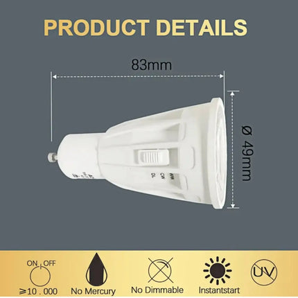 9W = 70W LED Tri-Colour Long Body GU10 Globe-GU10-Green Earth Lighting Australia