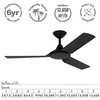 Black Smart home adaptable Domus AXIS DC Ceiling Fan – compatible with Google Home & Alexa