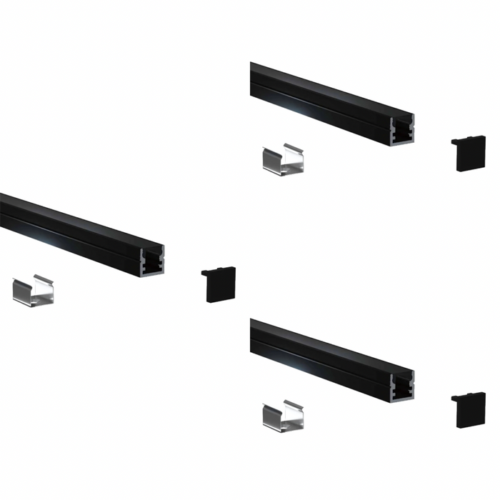 Micro Surface Aluminium Mounting Profile System - Black 8mm x 9mm