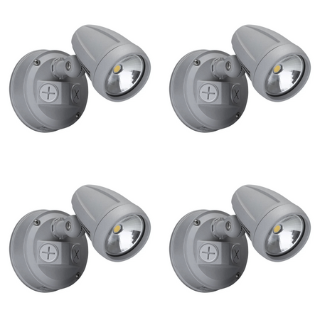 4 Pack Domus MURO-13 13W exterior LED spotlight in silver with 5000K daylight output.