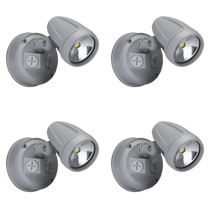 4 Pack Domus MURO-13 13W exterior LED spotlight in silver with 5000K daylight output.