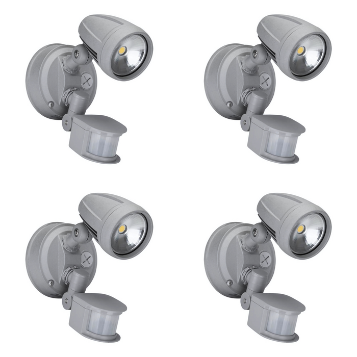 Domus MURO-13S - Four Pack 13W LED Single Head Exterior Spotlight With Sensor Silver