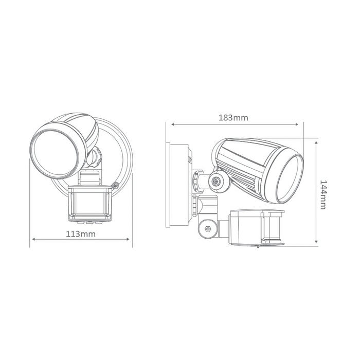 Modern Domus MURO-13S twin pack exterior LED spotlights with sensor functionality.