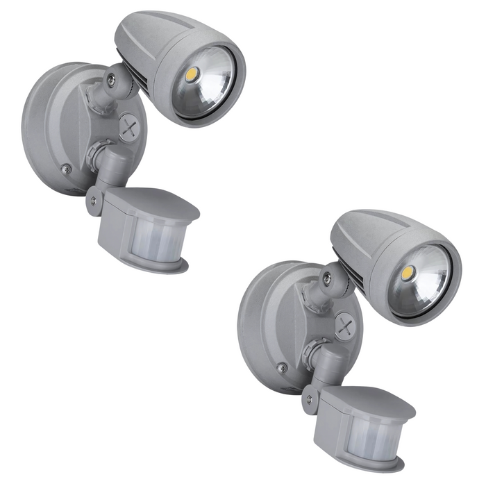 Domus MURO-13S - Twin Pack 13W LED Single Head Exterior Spotlight With Sensor Silver