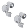 Domus MURO-13S Twin Pack 13W LED Single Head Exterior Spotlights with motion sensor in white.