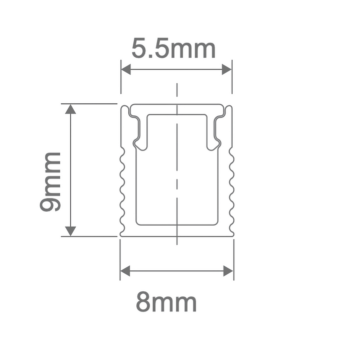 "Micro Surface Aluminium Mounting Profile System - Silver 8MM X 9MM for LED Strip Lighting"