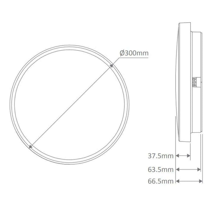 Domus EASY - 10W/18W/25W LED Tri-Colour Dimmable Round 250/300/400mm Ceiling Light IP54