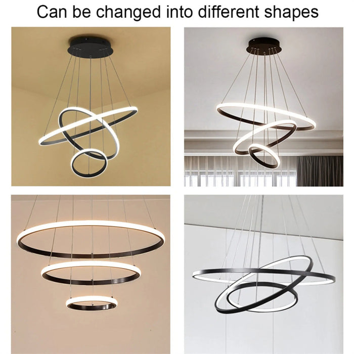 NOVA 3-Ring Black LED Tri-Colour Pendant Light