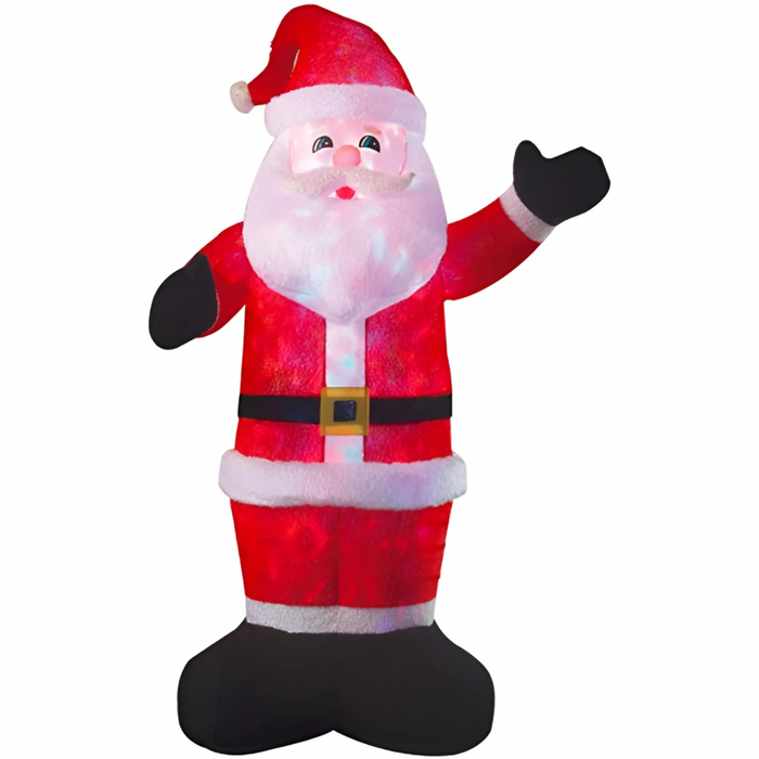 2.5M Deluxe Inflatable Plush Santa with Multi LED Disco Lights