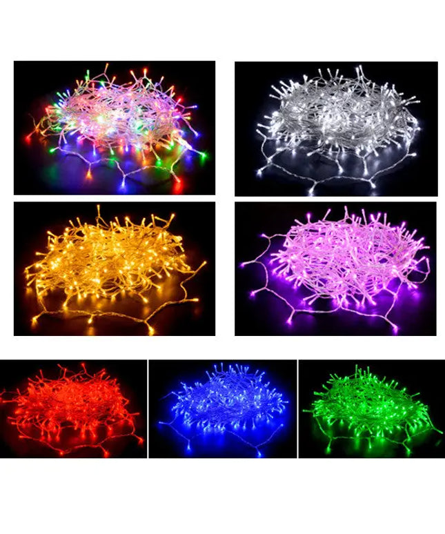 240 LED Fairy Light Chain Clear Cable - 7 Colour Options