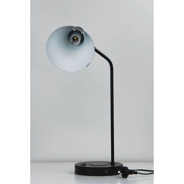 Side view of Oriel TARGA lamp showcasing its sleek design. Black