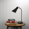 Stylish Oriel THOR table lamp in white with USB charging port.