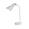 White THOR desk lamp with integrated USB socket for device charging.