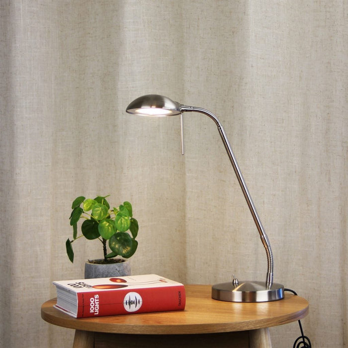 Sleek and modern Oriel TIMO table lamp with 5W LED lighting.