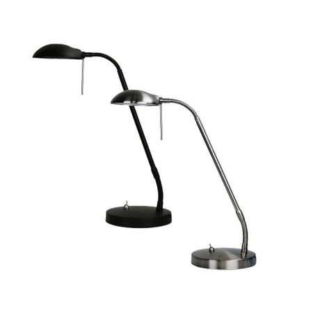 Oriel TIMO desk lamp with flexible neck sections in black finish.