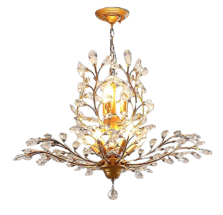 Luxury 8-light gold crystal chandelier for living room