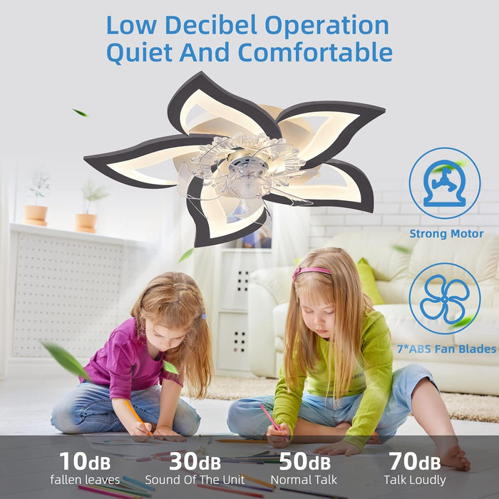 Low Ceiling Light Fan, Low Profile, 6 Wind Speed, 3 Colors (69 cm)