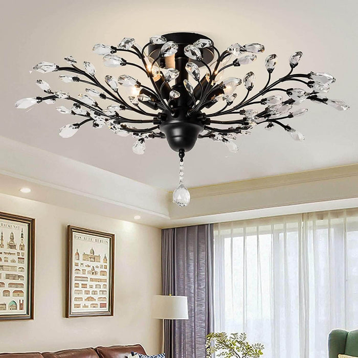 Crystal Ceiling Light Vintage Chandelier, 5 Lights