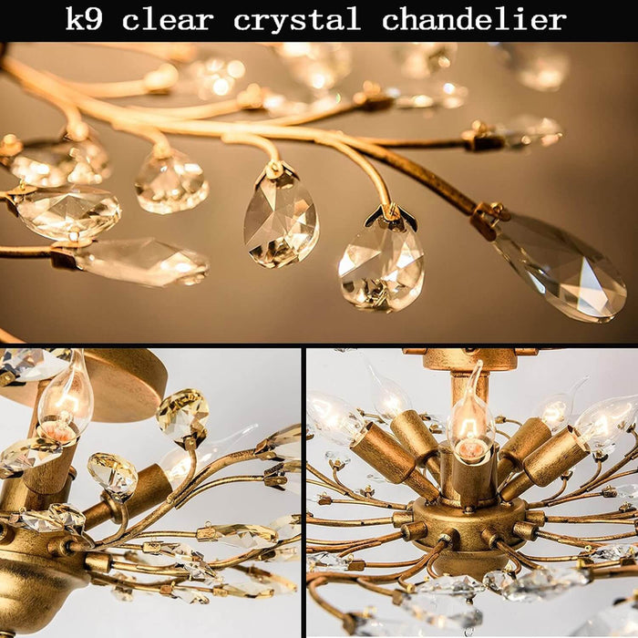 MARGARET 4 Lights Gold CTC Crystal Chandelier