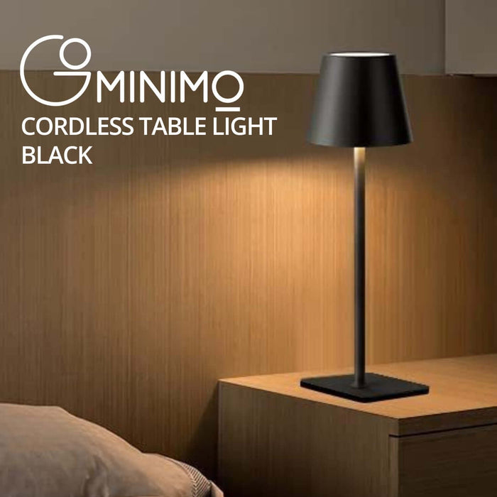 GOMINIMO Rechargeable Cordless Table Lamp with Stepless Dimming Brightness (Black) GO-CTL-100-BZ