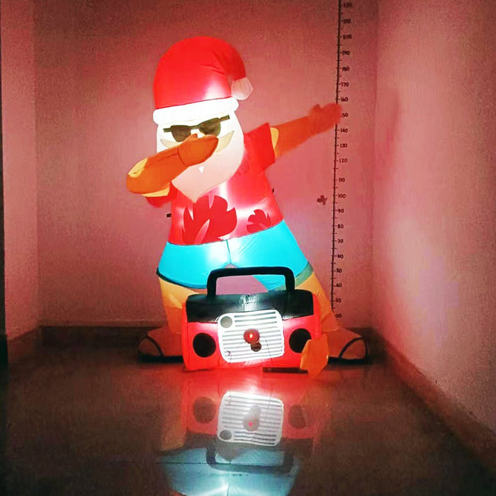 1.8M Inflatable Santa Beach Christmas Lights Radio with Music