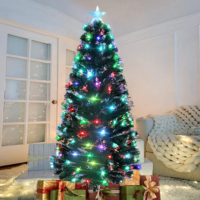 1.2M Fibre Optic LED Christmas Tree with 7-Colour Bell Lights