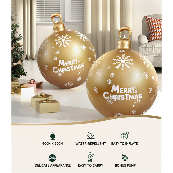 60cm Christmas Inflatable Ball Bauble Outdoor Decoration Gold