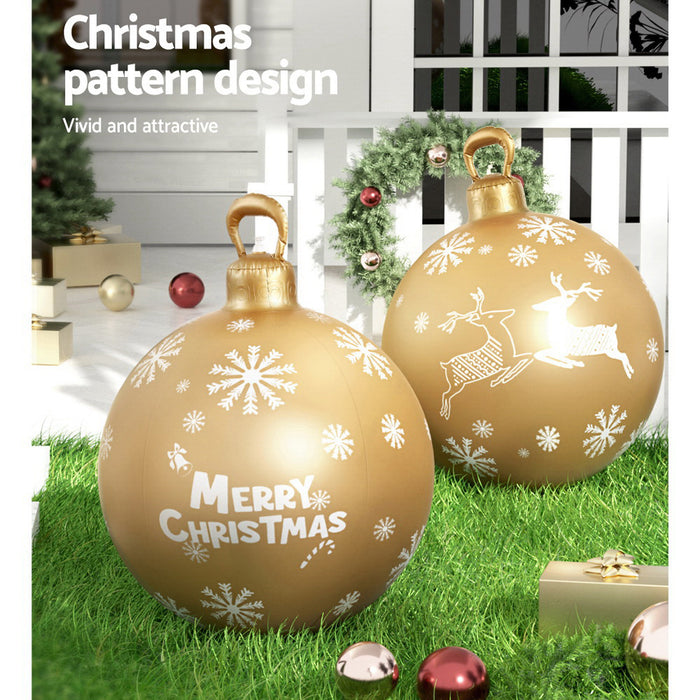 60cm Christmas Inflatable Ball Bauble Outdoor Decoration Gold