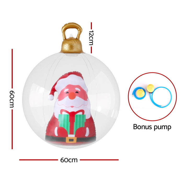 60cm Christmas Giant Bauble Inflatable Santa Decoration Clear