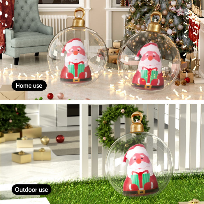 60cm Christmas Giant Bauble Inflatable Santa Decoration Clear