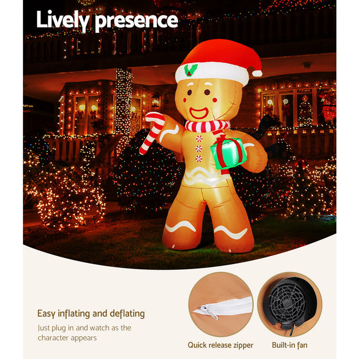 2.4M Christmas Inflatable Gingerbread Man Illuminated Decorations