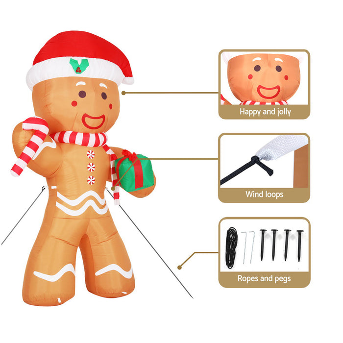 2.4M Christmas Inflatable Gingerbread Man Illuminated Decorations