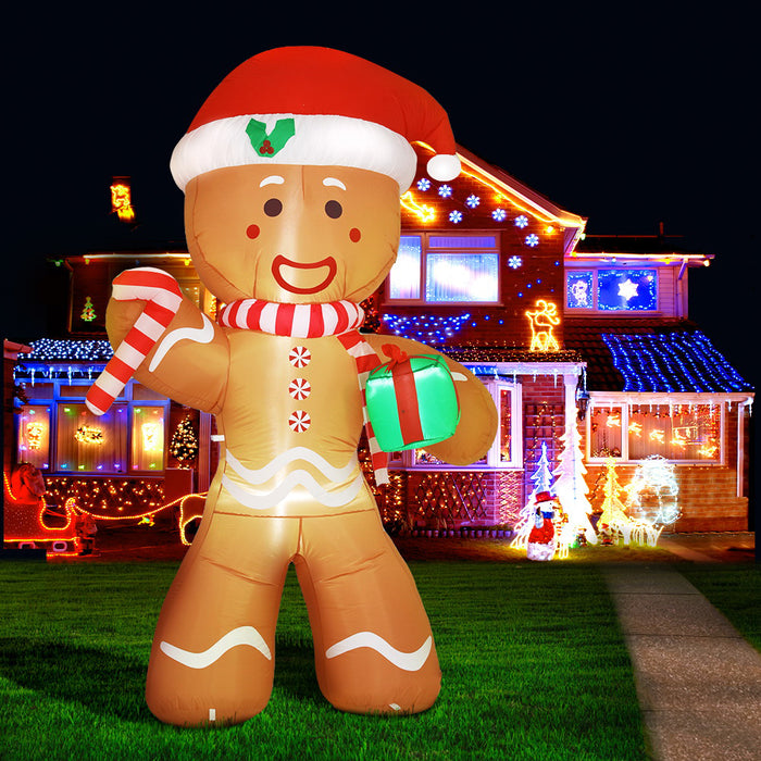 2.4M Christmas Inflatable Gingerbread Man Illuminated Decorations