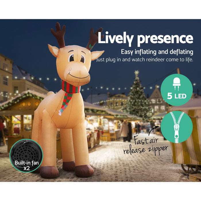 5M Gigantic Christmas Inflatable Reindeer Illuminated Decorations