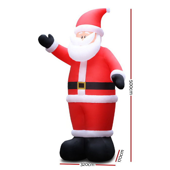 5M Gigantic Christmas Inflatable Santa LED Illuminated Decorations