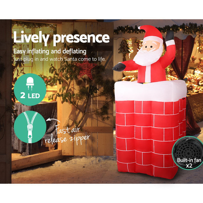 1.8M Christmas Inflatable Santa Pop Up Illuminated Decorations