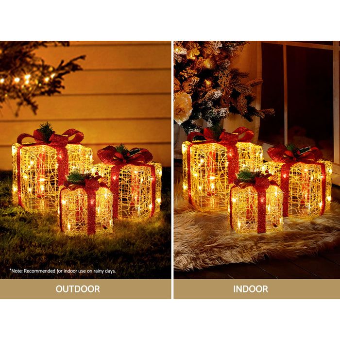 3 PCS Christmas Lights Gift Box Set 48 LED Decorations