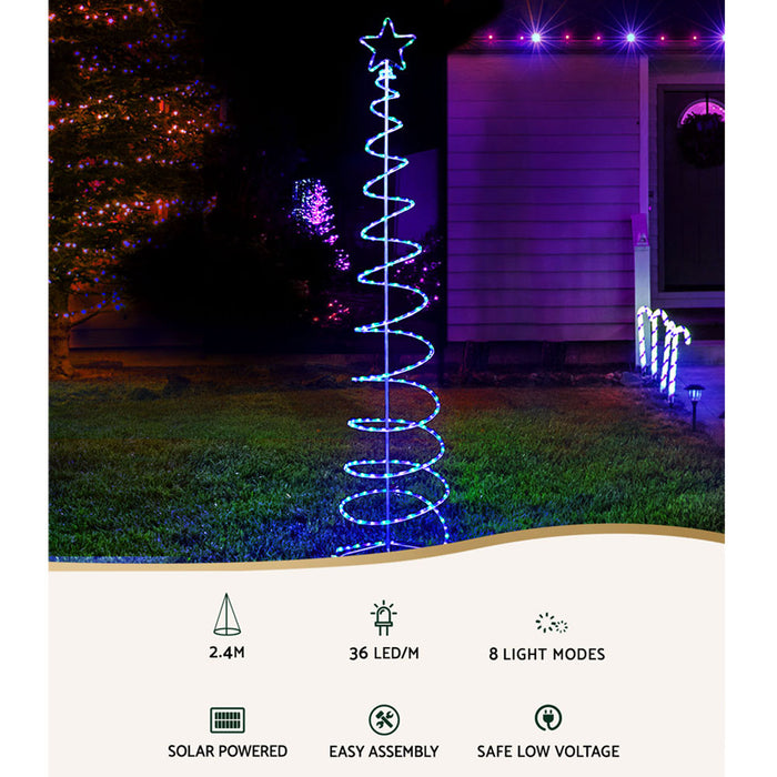 2.4M Christmas Tree LED Solar Motif Lights