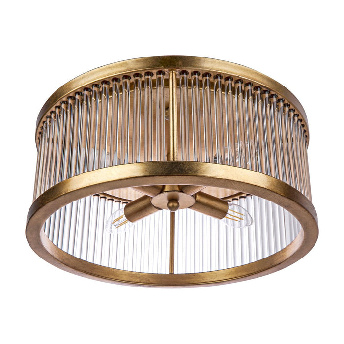 Sophisticated flush mount light in Art Deco design for low ceilings.