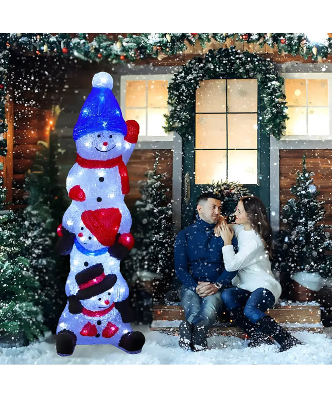 Acrylic Cheeky Stack of 3 Snowmen - H62cm