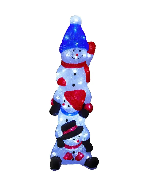 Acrylic Cheeky Stack of 3 Snowmen - H62cm
