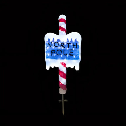 Acrylic North Pole Sign w/ Metal Floor Sticker - H100cm - Christmas Figure