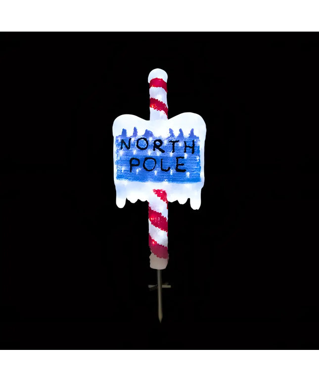Acrylic North Pole Sign w/ Metal Floor Sticker - H100cm - Christmas Figure