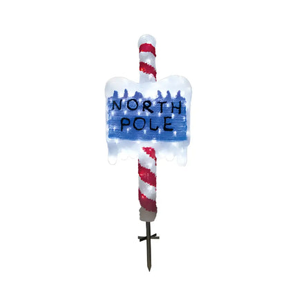 Acrylic North Pole Sign w/ Metal Floor Sticker - H100cm - Christmas Figure