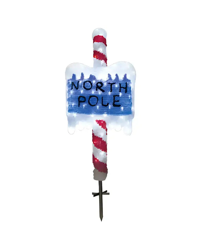 Acrylic North Pole Sign w/ Metal Floor Sticker - H100cm - Christmas Figure