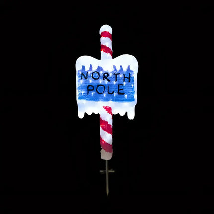 Acrylic North Pole Sign w/ Metal Floor Sticker - H100cm - Christmas Figure