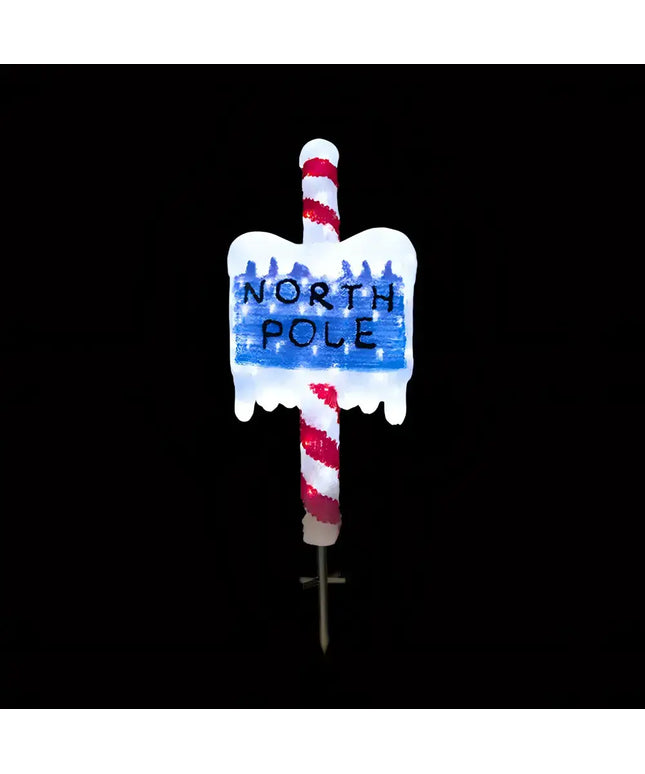 Acrylic North Pole Sign w/ Metal Floor Sticker - H100cm - Christmas Figure