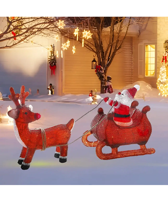 Acrylic Santa Sleigh with Reindeer