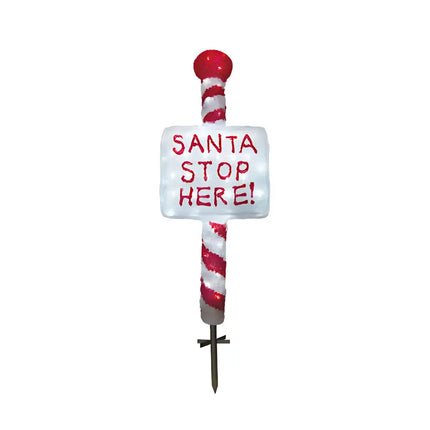 Acrylic Santa Stop Here Sign w/ Metal Floor Sticker - H100cm - Christmas Figure