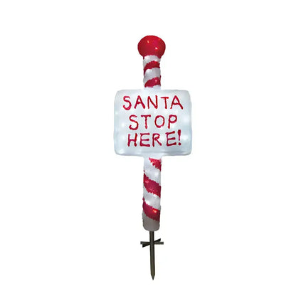 Acrylic Santa Stop Here Sign w/ Metal Floor Sticker - H100cm - Christmas Figure